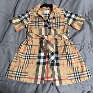 Burberry Kids Dress in Beige and Black Check